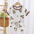 thumbnail image 2 of CAUYDY 6-12M 12-18M 18-24M Infant Toddler Baby Summer Kids Outfit Pajama Set 2-Piece Casual Graphic T-Shirt & Comfy Shorts 2T 3T 4T Child Loungewear (Sizes 3-4 Years,H3-Brown), 2 of 6