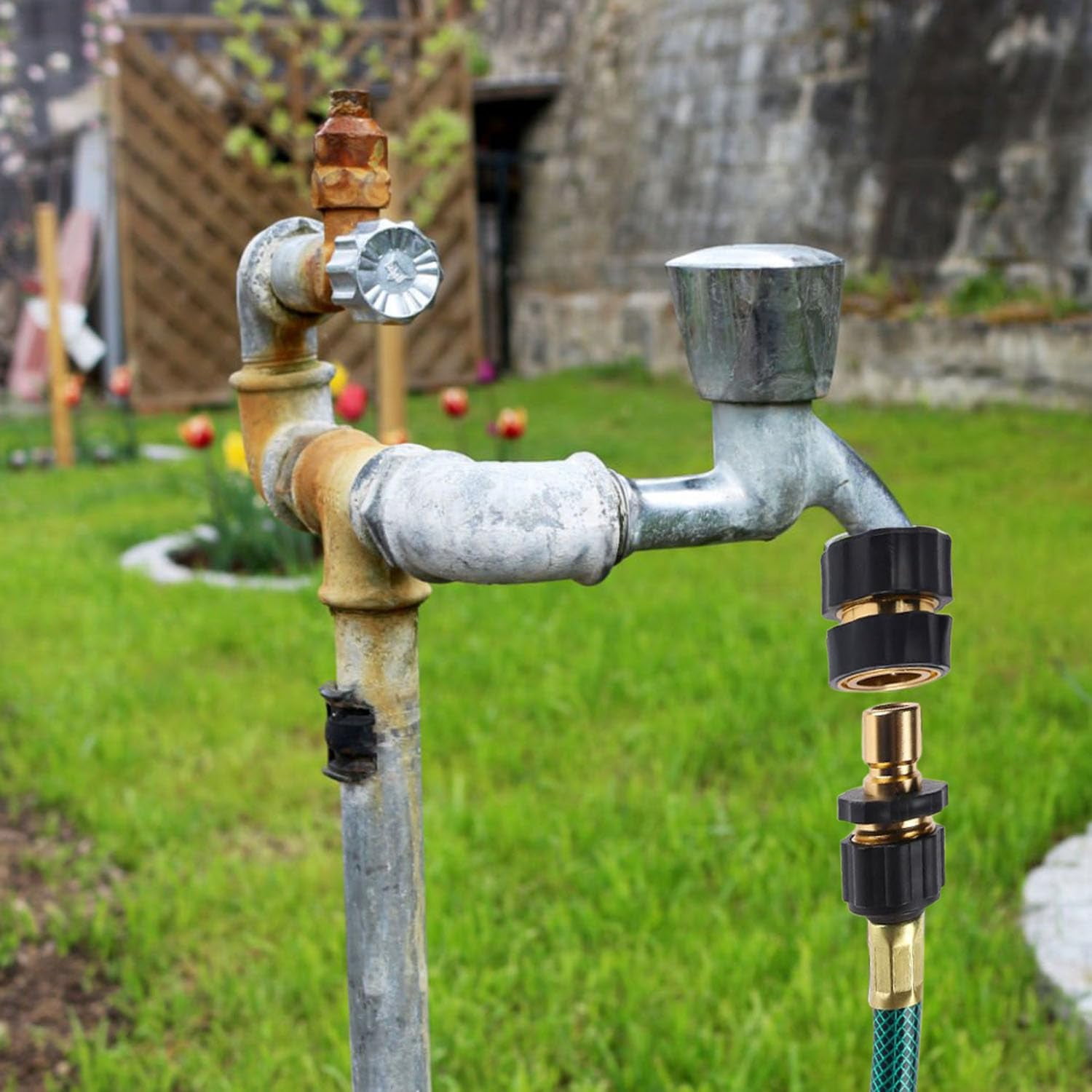 3/4 Inch Male And Female Garden Hose Fitting Quick Connector, Quick Connect & Disconnect, No Tool Installation, Durable Metal Construction