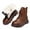 Brown, variant on Xfvqtps Womens Martin Boots Plush Fleece Line Thick Bottom Lace up Lightweight Non Slip Martin Flatform Ankle Boots Cotton Short Boots Black