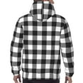 thumbnail image 3 of Bingfone Black White Plaid Men's Drawstring Hoodie Long Sleeve Pocket Sweatshirts-Large, 3 of 6