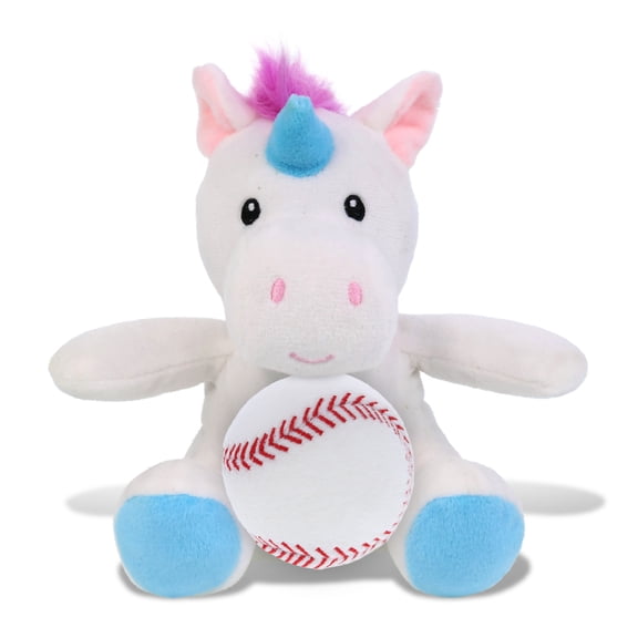 DolliBu Super Soft Unicorn Stuffed Animal with Baseball Plush - Soft Huggable Unicorn, Playtime Plush Toy, Cute Fantasy Gift, Super Soft Plush Doll Animal Toy for Kids and Adults - 6 Inches