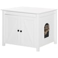 thumbnail image 1 of PawHut Cat Litter Box Enclosure with Openable Top, Cat Washroom Storage Side Table with Double Doors, Zinc Alloy Handles, for Indoor Use, White, 1 of 10
