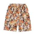 thumbnail image 2 of Telankuip Mens Swim Trunks Summer Tropical Floral Print Boho Loose Fit Drawstring Beach Vacation Casual Board Shorts 2 in 1 Elastic Waisted Quick Dry Bathing Suits with Pockets 1-Orange XL, 2 of 3