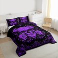 thumbnail image 3 of jejeloiu Rustic Flowers Bedding Comforter Set,Gothic Skeleton Twin Comforter Sets,Purple Black Bedding Set For Boys Kids,Ultra Soft Home Decor Reversible,2 Pieces, 3 of 8