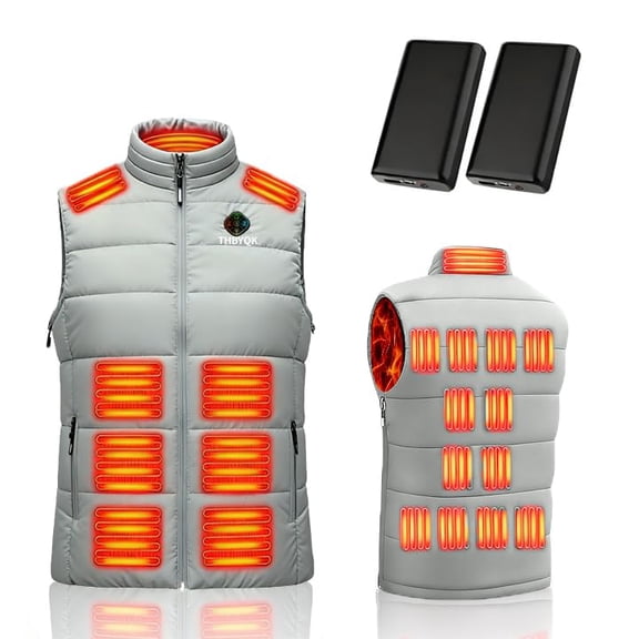 THBYQK 21 Zone Heated Vest for Men & Women with 2 Pcs 20000mAH 7.4V Battery Pack 5 in 1 Smart Controller
