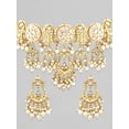 thumbnail image 3 of Rubans Exquisite 22k Gold Plated Kundan Choker Set in Cream Colour with Elegant Hanging Pearl Design - A Perfect Blend of Tradition and Style, 3 of 4