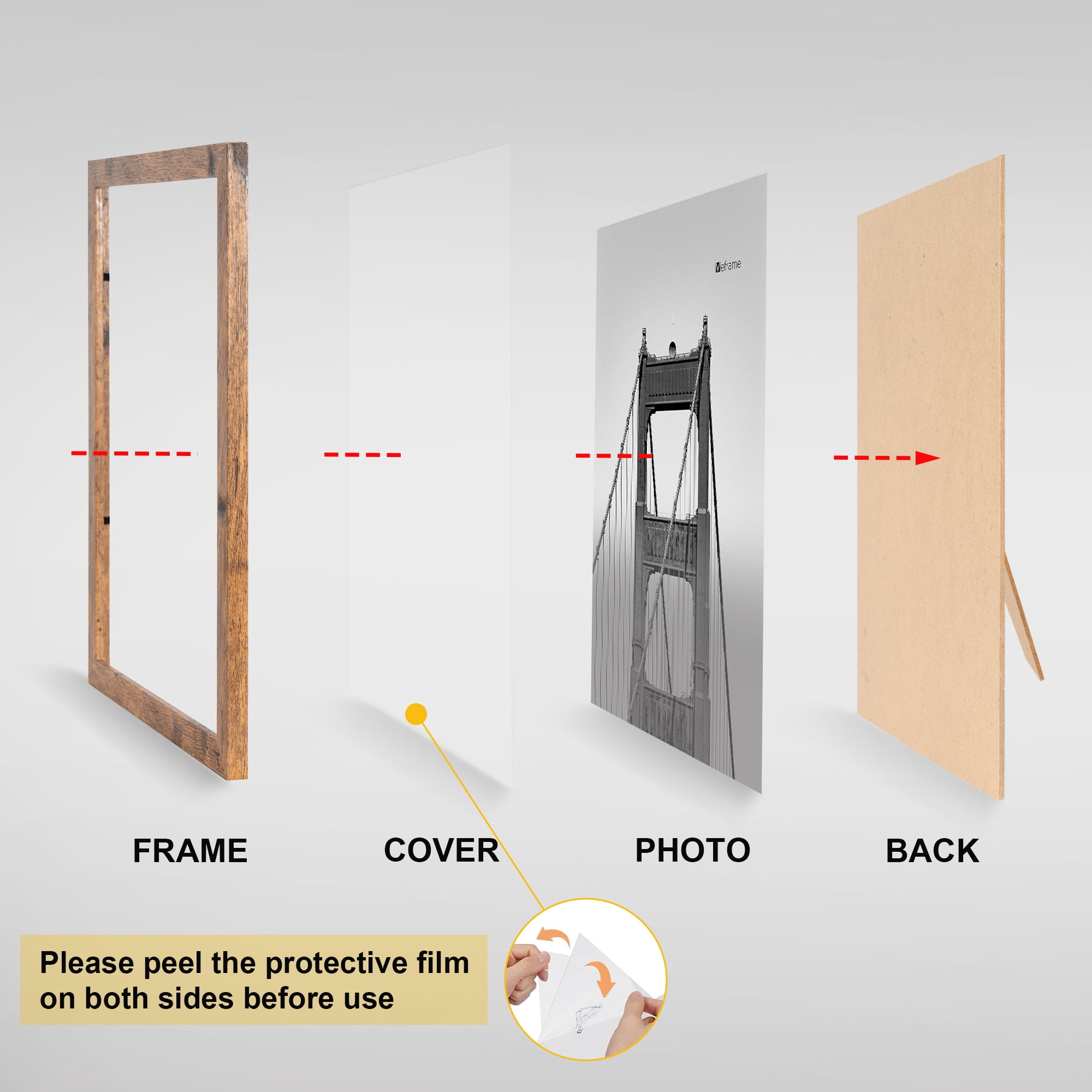 Meframe 10PACK Wooden Collage Picture Frame Set, Wall and Tabletop Display Photo Frames, Multiple Sizes Including 8x10, 5x7, 4x6, Brown