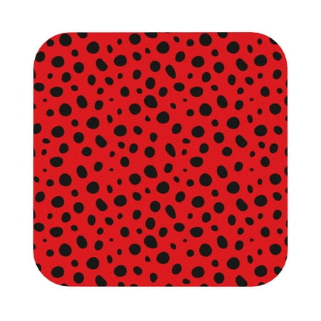 

Matuu Ladybug Dotted for Cup Coasters Set of 6 Leather Coasters Desk Coasters for Office Measures 4” x 4” Square