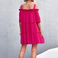 thumbnail image 5 of Bigersell Beach Wedding Dresses for Bride Women Summer Short Sleeve Dress One Shoulder Solid Casual Knee Length Dress Cute Summer Dresses for Female Women Boho Dresses, Style 34431, Hot Pink L, 5 of 7