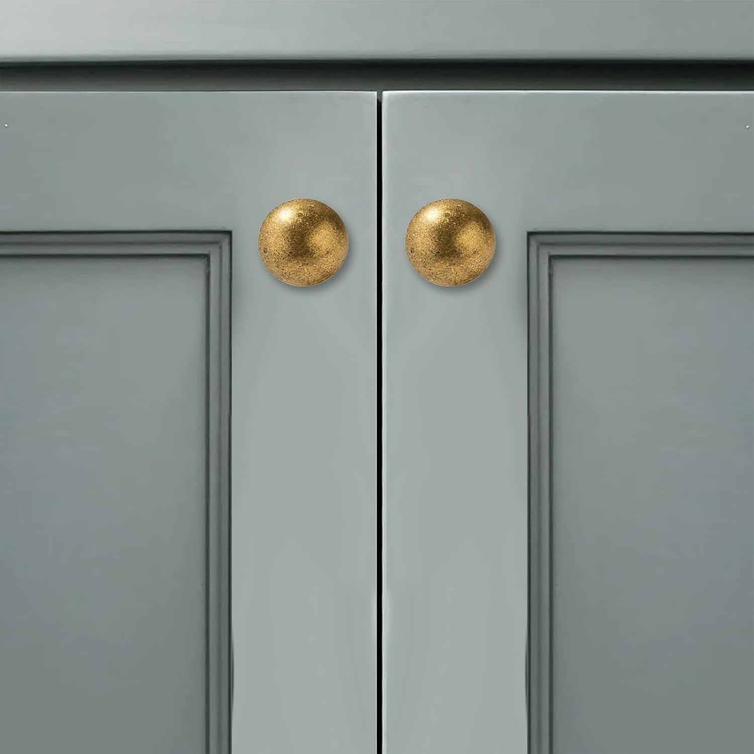Brass Drawer Knobs 2 Pack 1.1 Inch Antique Brass Cabinet Knobs Kitchen Cabinet Hardware Vintage Ball Knobs Antinque Gold Pulls for Drawers.