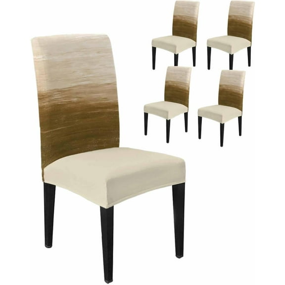 Dining Chair Covers Set of 8,Vintage Light Brown Ombre Universal Stretch Kitchen Seat Covers Parsons Chair Protector Slipcover for Home Restaurant Party Decor,Farmhouse Gradient Pattern