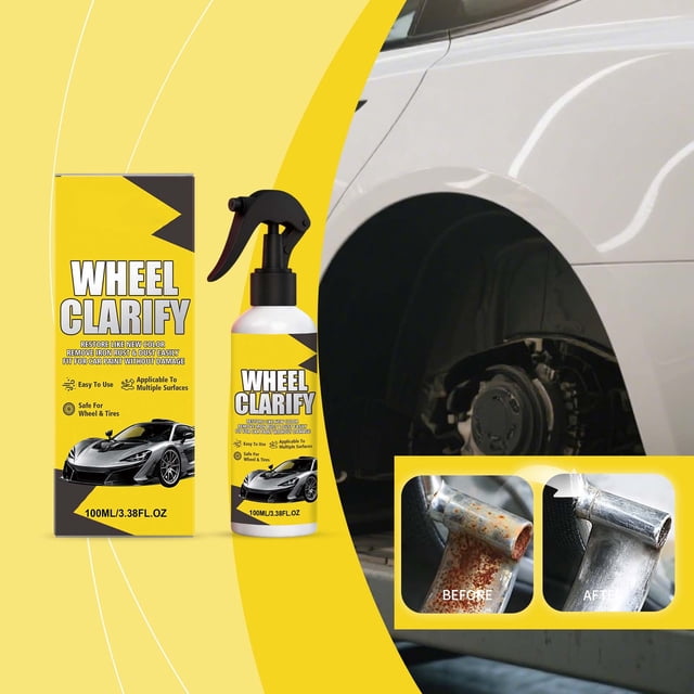 HaoXun 100ml Car Wheel Cleaner Spray - Strong Stain and Rust Remover for Alloy, Steel and Aluminum Rims, Polishing and Protection for Car and Motorcycle Wheels