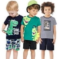thumbnail image 2 of LYMAYTER Kids Toddler Boys Sports T-Shirt Set Summer Cute Print Top+elastic Shorts Two-Piece Set Baby Pullover T-Shirt Outfit for 2-7T, 2 of 10
