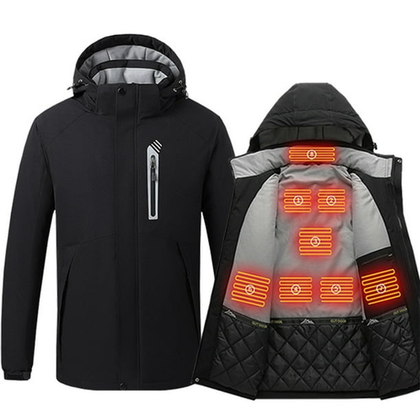 Chaqueta de calefacción inteligente de invierno, abrigo de calefacción de 8 zonas, chaqueta de carga USB ajustable con temperatura de 3 engranajes