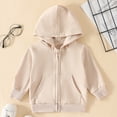 thumbnail image 3 of Godom Toddler Kids Boys Girls Hoodies Jacket 12 18 24 Months 2T 3T 4T 5T Solid Color Zip Up Hooded Long Sleeve Kids Coat Fall Winter Clothes Outerwear, 3 of 8