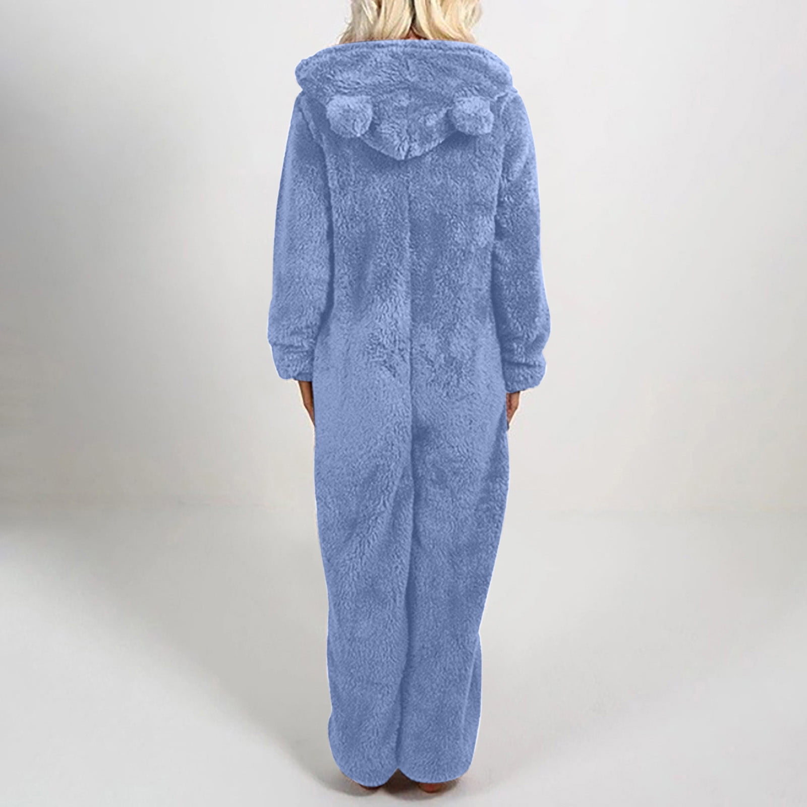 jsaierl Women's One Piece Pajamas Coral Fleece Onesie Hooded Oversized Adult Winter Romper Jumpsuit Nightwear Christmas Pajamas