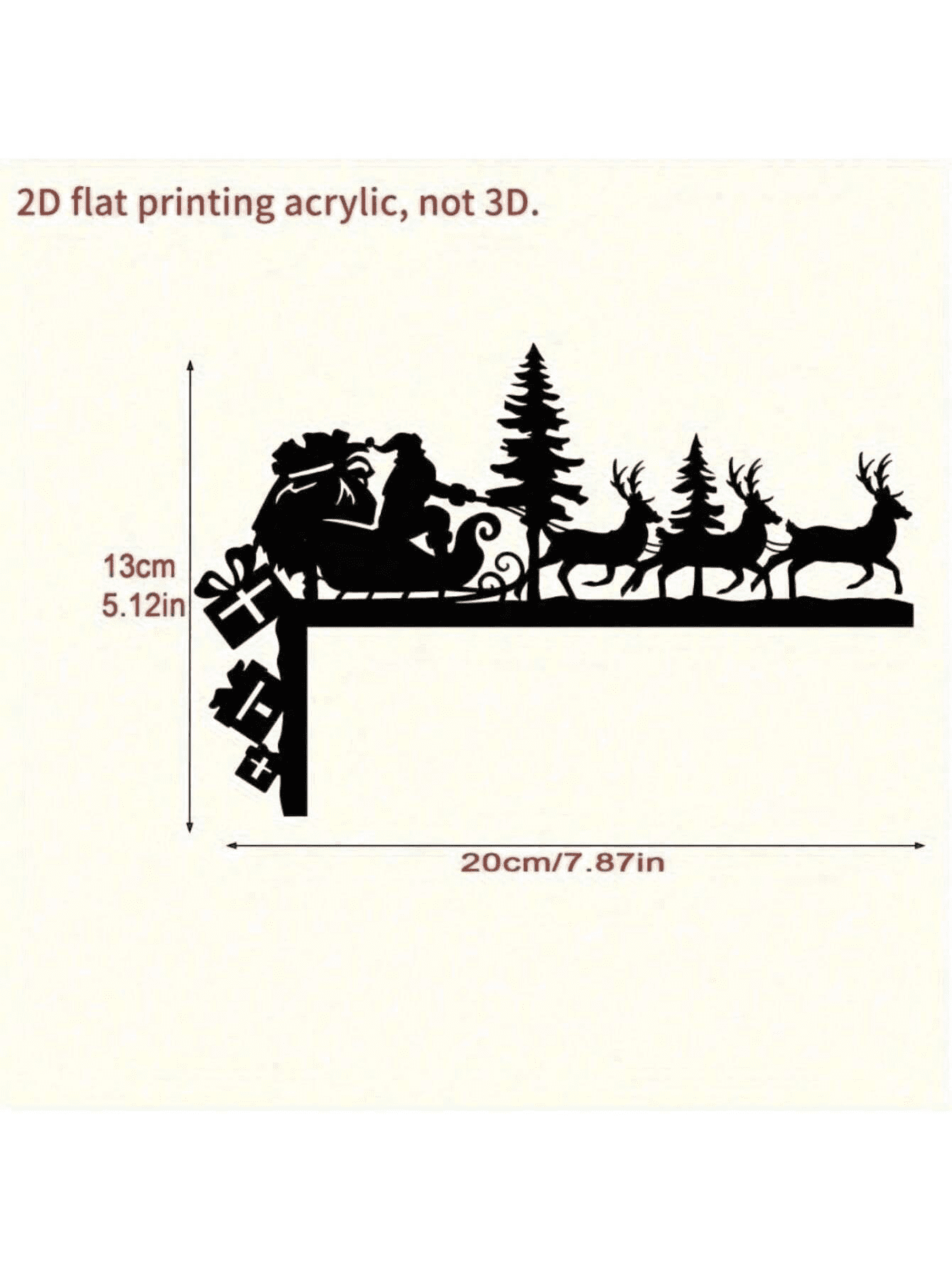 3D Santa Silhouette Wall Art with Reindeer Antlers Holiday Hanging Ornaments for Home Decor