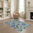 thumbnail image 2 of ODIKA 4'x6' Blue Green Soft Blossom Elegance Washable Area Rug Charming Floral and Leaf Patterns for Modern Homes for Dorm Room, Small Living Stain Resistant Low Profile, Easy Care, 2 of 7