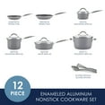 thumbnail image 3 of Rachael Ray Cucina 12 Piece Hard Porcelain Enamel Nonstick Pots and Pans Set, Sea Salt Gray, 3 of 9