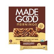 MadeGood Mornings Chocolate Chip Breakfast Bars, 5 Count (1.06oz Each)