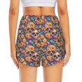 thumbnail image 4 of Uemuo Skull daisy colorful Pattern Women's Athletic Shorts High Waisted Running Shorts with Liner Pockets Gym Elastic Workout Shorts-Large, 4 of 9