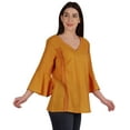 thumbnail image 2 of Moomaya Tunique en Coton à Manches Cloche pour Femmes Col en V Simple Top Schiffli d'Été, 2 of 7