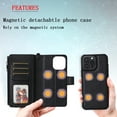 thumbnail image 3 of Dteck for iPhone 16 Pro Max Wallet Case, 2 In 1 Detachable Protective Phone Case Women Men Kickstand flip Cover Wrist Strap Zipper Credit Card Holder Slots for iPhone 16 Pro Max,Black, 3 of 6