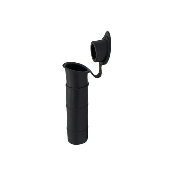 MARINE CITY Black Liner Injection Molded PVC Rod Holder with Cover, 6-7/8 Inch Length, Water-Resistant, Durable, Easy to Install, 15 Degree for Yachts, Boats, Kayaks & More Pack of 1
