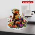 thumbnail image 4 of Rotating acrylic ornament featuring a cute marmot amongst flowers with vibrant stained glass details and shimmering rainbow light in ultra high resolution, 4 of 8