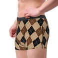 thumbnail image 2 of Sikiie Argyle of brown Print Men's Boxer Briefs, Elastic Waistband Boxer Briefs Leggings-XX-Large, 2 of 5