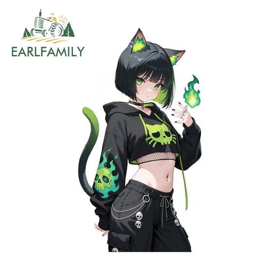 EARLFAMILY 5.1" Goth Girl Car Stickers Fashionable Occlusion Scratch JDM Decal