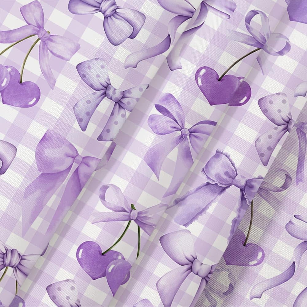 Cute Purple Shower Curtain Modern Aesthetic Coquette Bow Pretty Bathroom Decor for Girls Teens Fabric Waterproof Polyester Bathroom Decor Set with Hooks,60X72