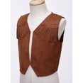 thumbnail image 4 of iixpin Child Cowboys Cowgirls Western Dress-up Tassel Waistcoat Vest Top Wild West Dancewear Brown 6, 4 of 7