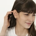 thumbnail image 2 of 925 Sterling Silver Clear CZ Small Half Hoop Screw Back Cute Earrings for Teen, 2 of 7
