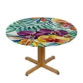 thumbnail image 3 of HAOXIT Palm Leaves Tablecloth, Tropical Jungle Plants Background, Elastic Edge, Can Wipe Indoor/Outdoor Dining Table Cover, Fit for Round Table 31-35, 3 of 8