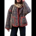 thumbnail image 1 of Chaqueta Acolchada Corta con Estampado Floral Vintage para Mujer, Chaqueta Corta Abierta Al Frente, Ropa de Abrigo Floral Pequeño Negro M, 1 of 10