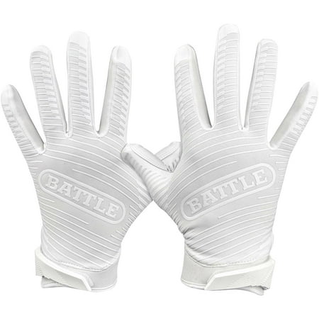Battle Sports Doom 1.0 Adult Football Receiver Gloves - Medium - White