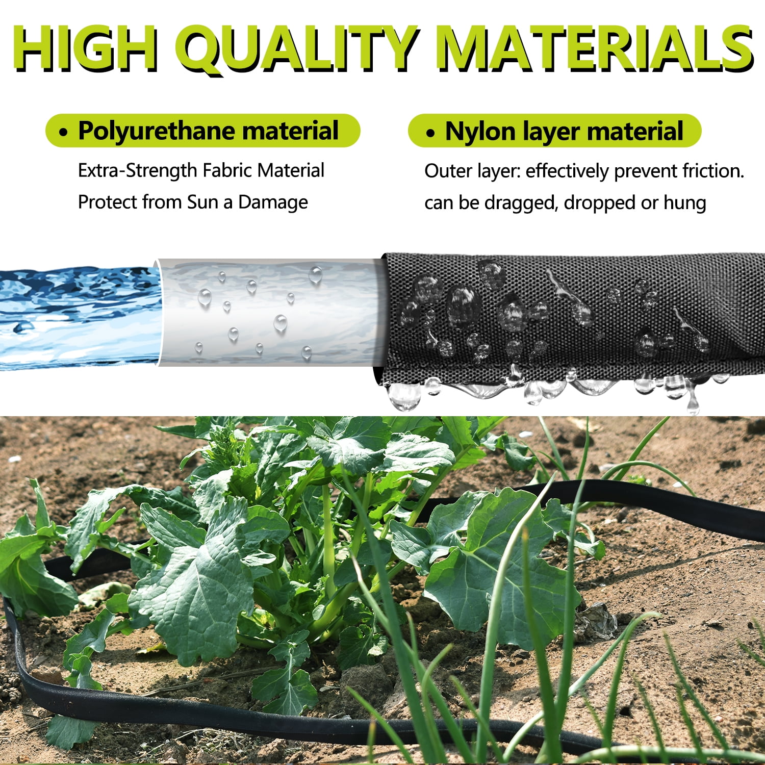 Soaker Hose for Garden Beds, Drip Irrigation Hose Save 80% Water,Garden Drip Watering Hoses for Irrigation System,Leakproof Watering Garden Hose with Holes Easy Gardening Yard Work Sprinkler Hose