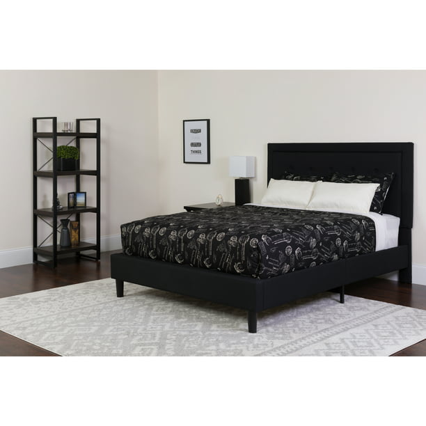 Tufted Upholstered Platform Bed, Black Tufted King Size Bed Frame With Headboard