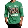 thumbnail image 3 of Havenx Men's 250 Years Of American Independence T-Shirt Three-quarter Sleeve Crew Neck Shirt American Flag Design T-Shirts 250 Year American Anniversary Freedom Top,Green 3XL, 3 of 5