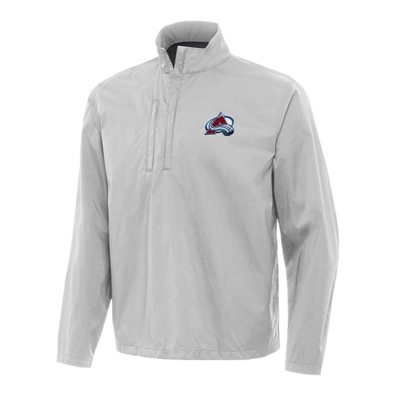 Men's Antigua Heather Gray Colorado Avalanche Brisk Quarter-Zip Windbreaker