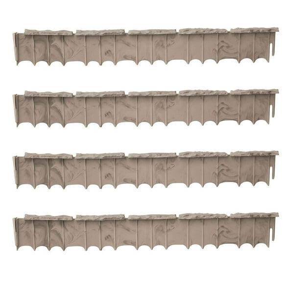 Suncast Quick Edge 35 Inch Single Strip Resin Lawn Edging, Flagstone (4 Pack)