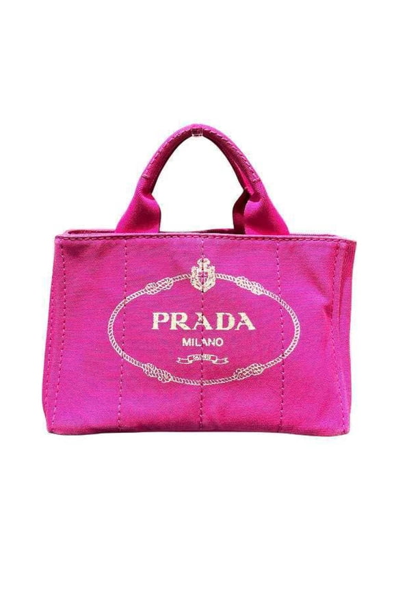 Pre-Owned Prada Canapa B2439 Pink Canvas Handbag Tote Bag for Women