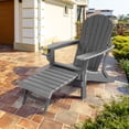 thumbnail image 2 of Costway Patio Folding Adirondack Chair HDPE All-Weather Pull-Out Ottoman Gray, 2 of 9