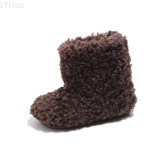 LYHao Baby Girls Winter Boots Lined Booties With Ankle Warm Shoes For Toddler Non Soft Sole ,Girls Boots Sizes 6.5 Brown(15-18 Months)