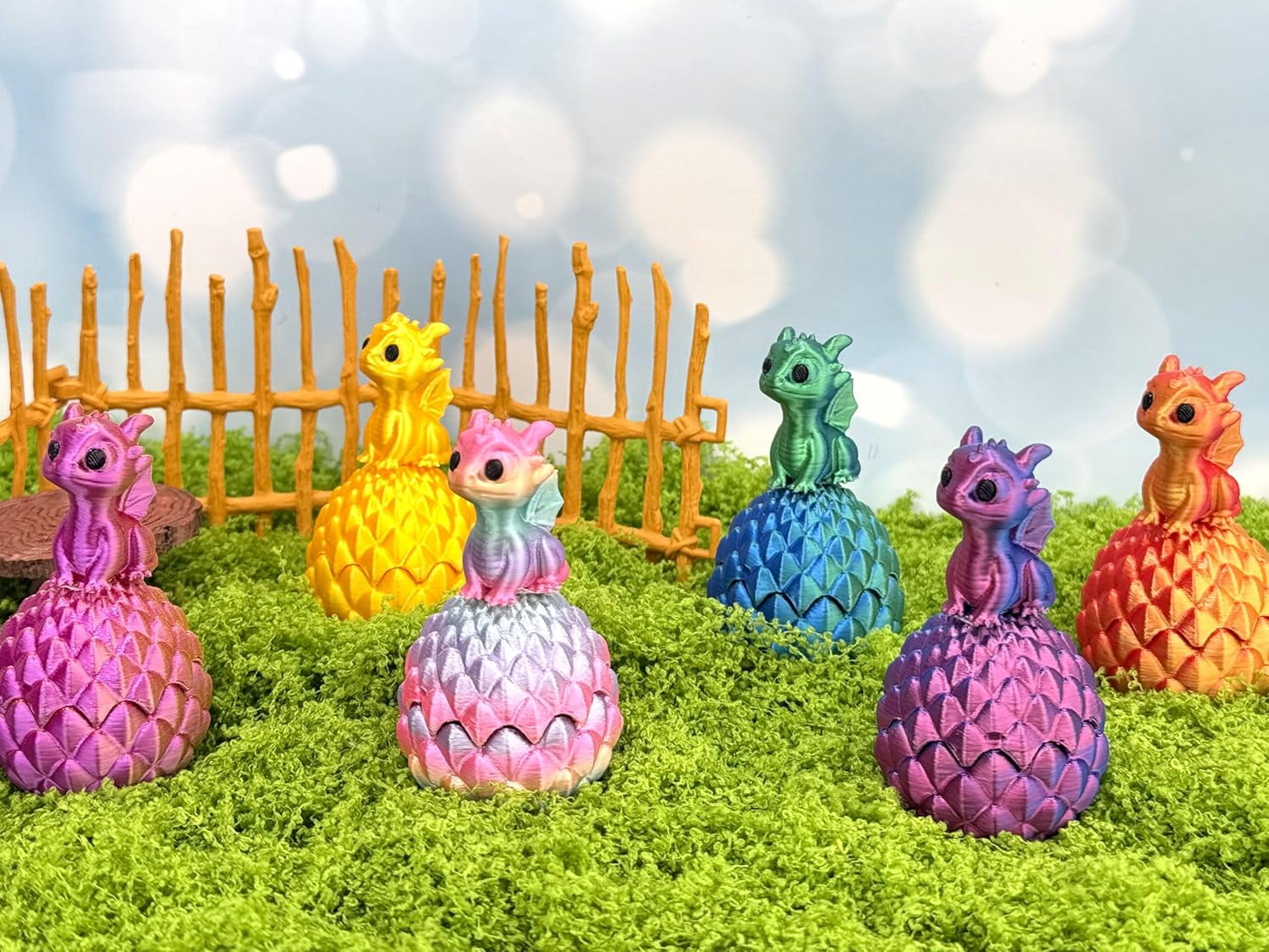 6 Pcs 3D Printed Dragon Easter Eggs Set with Mini Cute Dragon Inside,Random Color,Surprise 3D Printed Animals Set,Executive Home Office Decor,Birthday Gifts