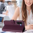 thumbnail image 3 of Wallet Leather Case For Samsung Galaxy A36 5G 6.7",With Card Holder,Wristband, Shockproof Kickstand Embossed Happy Pattern Phone Case,Purple,For Galaxy A36 (5G), 3 of 8