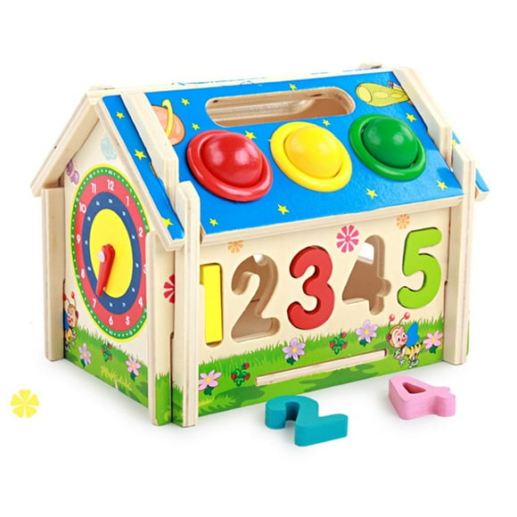 Children Early Learning Educational Toys Hammer Number Shape Building Block Toy House Model Toy Gift
