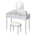 thumbnail image 5 of Euroco Elegant Sunflower Vanity Set with Fluted Drawers & Carved Legs – Solid Wood, Adjustable Mirror, Cushioned Stool Included, 5 of 9