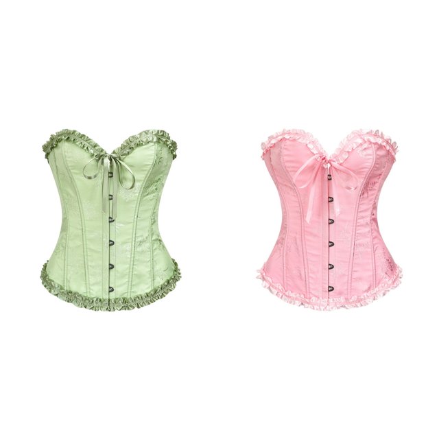 (2-Pack) Rinsvye Lace Up Shaping Bustier Push Up Chest Gather Waist Cincher Shapewear Support Apparel